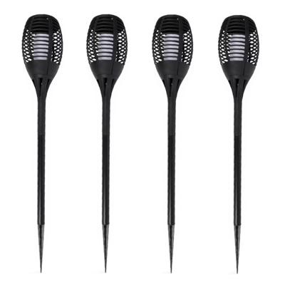 Lifetime Garden Solar LED tuinfakkels - 4x - zwart - 77 cm - Tuinverlichting
