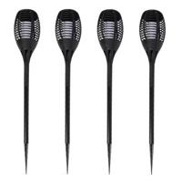 Lifetime Garden Solar LED tuinfakkels - 4x - zwart - 77 cm - Tuinverlichting