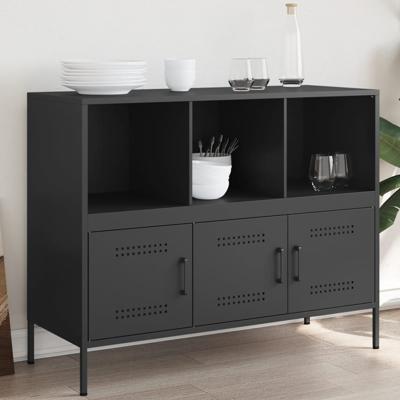 Dressoir 100,5x39x79 cm staal zwart