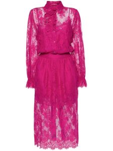 Ermanno Scervino robe mi-longue en dentelle Chantilly - Rose