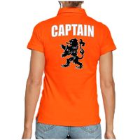 Captain Holland supporter poloshirt oranje met leeuw EK / WK voor dames - thumbnail