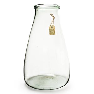 Trechtervaas bloemenvaas/bloemenvazen 24 x 40 cm transparant eco glas - Vazen