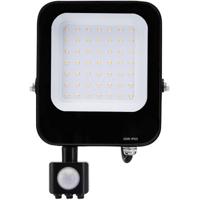 LED Bouwlamp met Bewegingssensor - 30W Schijnwerper - IP65 Waterdicht - 4000K - Mat Zwart