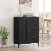 Dressoir met lade Zwart eiken 69.5 x 34 x 90 cm Bewerkt hout Dressoir met lade Zwart eiken 69.5 x 34 x 90 cm Bewerkt hout
