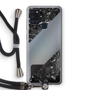 Zwart marmer: Samsung Galaxy A21s Transparant Hoesje met koord