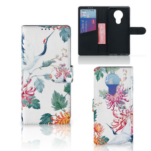 Nokia 5.3 Telefoonhoesje met Pasjes Bird Flowers