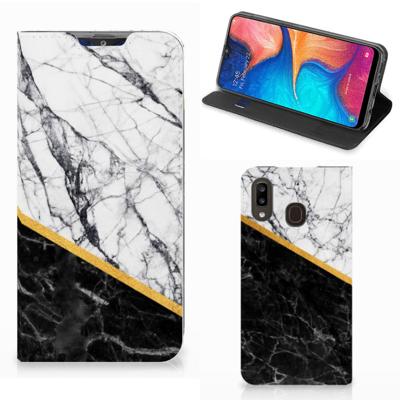 Samsung Galaxy A30 | Standcase | Marmer Wit Zwart - Origineel Cadeau Man