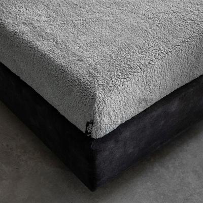 Splittopper Hoeslaken - Teddy - 200x200cm - Licht Grijs - Fresh And Co - Dekbed-Discounter.nl