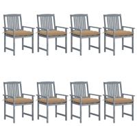 Tuinstoelen 8 st met kussens massief acaciahout grijs