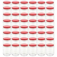 vidaXL Jampotten met rode deksels 48 st 230 ml glas - thumbnail