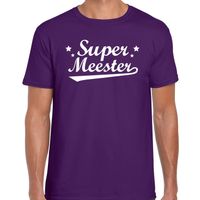 Super meester cadeau t-shirt paars heren