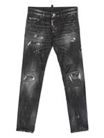 DSQUARED2 KIDS jean coupe slim à détails effilochés - Noir