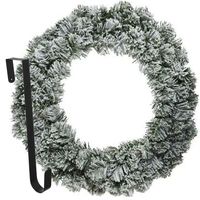 Kerstkrans 60 cm - groen - besneeuwd - met hanger/ophanghaak - kerstversiering - thumbnail