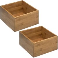 Set van 2x stuks sieraden/make-up houder/box vierkant 18 x 9,5 cm van bamboe hout