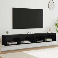 TV Wandkasten Panama 2 pcs Zwart Eiken 100 x 30 x 30 cm