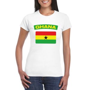 T-shirt met Ghanese vlag wit dames