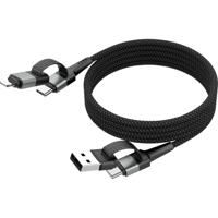 Ansmann 1700-0188 USB-kabel USB-A stekker, USB-C stekker, Apple Lightning stekker 120 cm Zwart Textielmantel