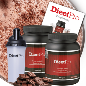 2 potten DieetPro Chocolade plus Gratis Shaker