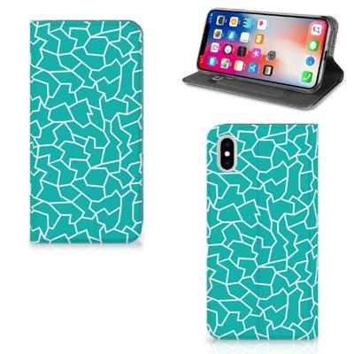 Apple iPhone Xs Max | Bookcase | Cracks Blue