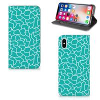 Apple iPhone Xs Max | Bookcase | Cracks Blue