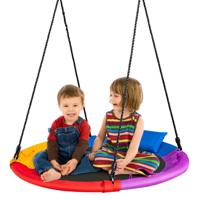 Ø100cm Schommel met 100-180cm in Hoogte Verstelbaar Schommeltouw Boom Schommel Kleurrijk
