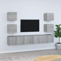 7-delige Tv-meubelset bewerkt hout grijs sonoma eikenkleurig