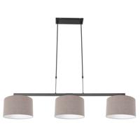 Steinhauer Zwarte hanglamp Stang met taupe linnen kappen 3462ZW