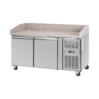 Koeltafel op wielen - pizza - 390 l - 2 vakken - 155 x 80 cm - Klasse B - Roestvrij staal