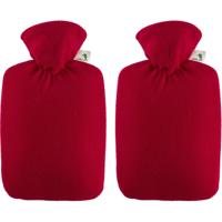 Warmwaterkruik - 2x - 1,8 liter - rood - fleece hoes - kruiken