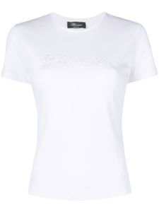 Blumarine t-shirt nervuré à logo brodé - Blanc