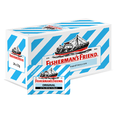 Fisherman's Friend extra strong suikervrij blauw (24x 25gr)