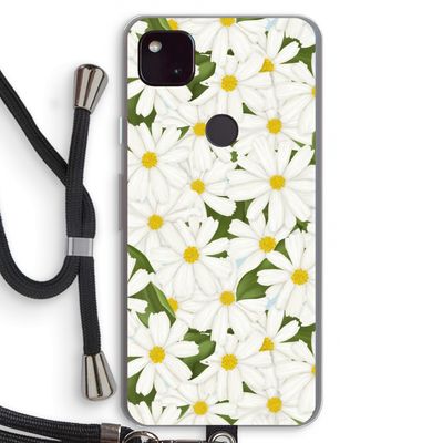 Summer Daisies: Pixel 4a 5G Transparant Hoesje met koord