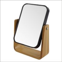 MARBEAUX Tafelspiegel - Dubbelzijdig - Op Standaard - Zwart - Bamboe - 16x6x22cm - Spiegels - thumbnail