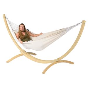 Hangmat met Standaard Tweepersoons 'Wood & Comfort' Pearl - Wit / Ecru - Tropilex ®