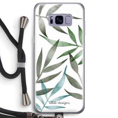 Tropical watercolor leaves: Samsung Galaxy S8 Transparant Hoesje met koord