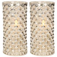 2x stuks luxe led kaarsen in zilver glas D7,5 x H15 cm - thumbnail