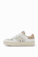 Sneakers met leer en plateauzool - WHITE - 41