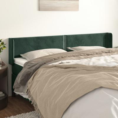 Hoofdbord met randen 203x16x78/88 cm fluweel donkergroen