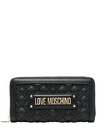 Love Moschino porte-monnaie matelassé à plaque logo - Noir - thumbnail