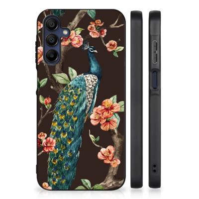 Samsung Galaxy A15 Dierenprint Telefoonhoesje Pauw met Bloemen