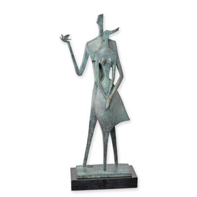 A BRONZE SCULPTURE OF A MODERN LOVING COUPLE