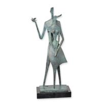 A BRONZE SCULPTURE OF A MODERN LOVING COUPLE