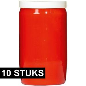 Grafkaars/gedenklicht - 10x - rood - 6 x 10 cm - 3 dagen brandtijd