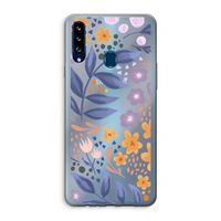 Flowers with blue leaves: Samsung Galaxy A20s Transparant Hoesje
