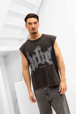Label Garment Raw Sleeveless Shirt Heren Donkergrijs - Maat S - Kleur: Donkergrijs | Soccerfanshop