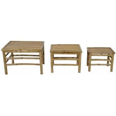 Bamboe kruk rechthoek 58-48-39 cm - Set van 3 stuks
