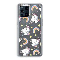 Rainbow Unicorn: Oppo Find X3 Transparant Hoesje