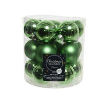 18x stuks kleine glazen kerstballen groen 4 cm mat/glans   -