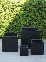 Bloembakken fiber cement set, kleur zwart Bloembakken fiber cement set, kleur zwart