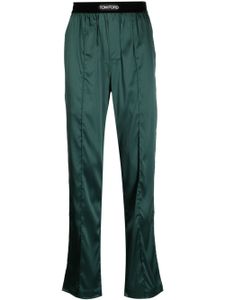 TOM FORD logo-waistband satin-finish trousers - Vert